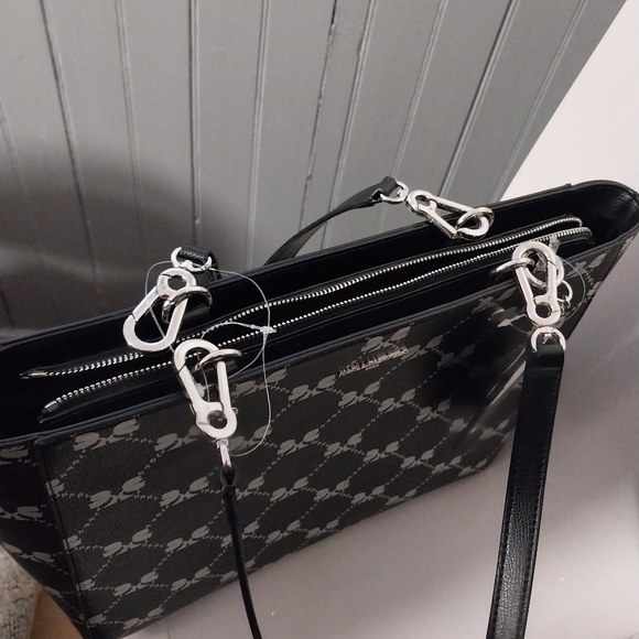 Karl Lagerfeld Paris Womens Leather Adele Tote Bag w/Charms - Picture 6 of 8